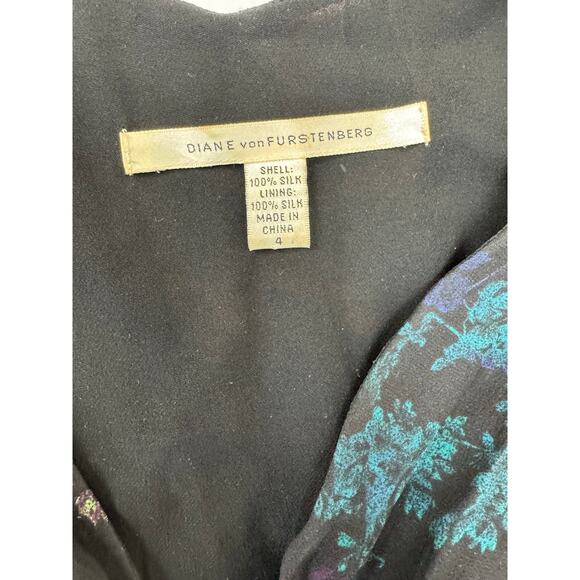 Vintage Diane von Furstenberg Dress 100% Silk Boho Floral Freaky Friday - Size 4 - Picture 6 of 7